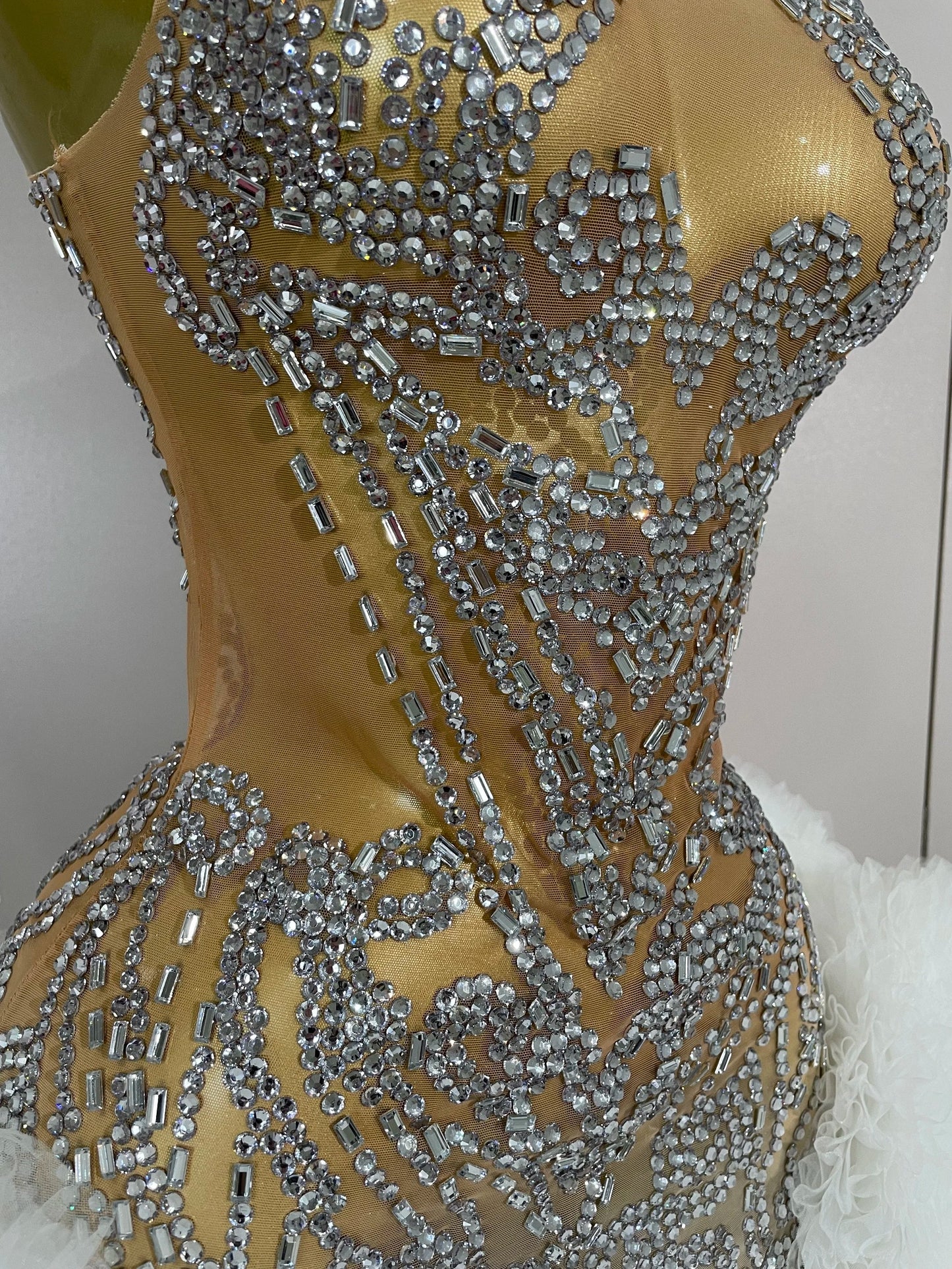 Mesh Sexy See Through Cocktail Mini Dress Women Eveing Luxury Birthday Party Singer Nightclub Show Stage Costume