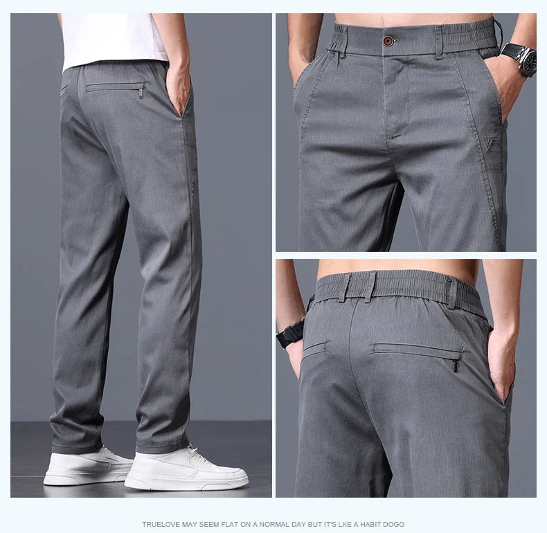 2025 Spring Thin Brand Men's Lyocell Pants Casual Business Straight Elastic Waist Comfortable Trousers Pants for Male