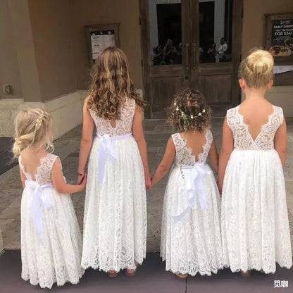 Vestido de renda branco para meninas Deeling Gaunt Doce menina florista Saia elegante de dama de honra Roupas de Natal para meninas de 4 a 12 anos