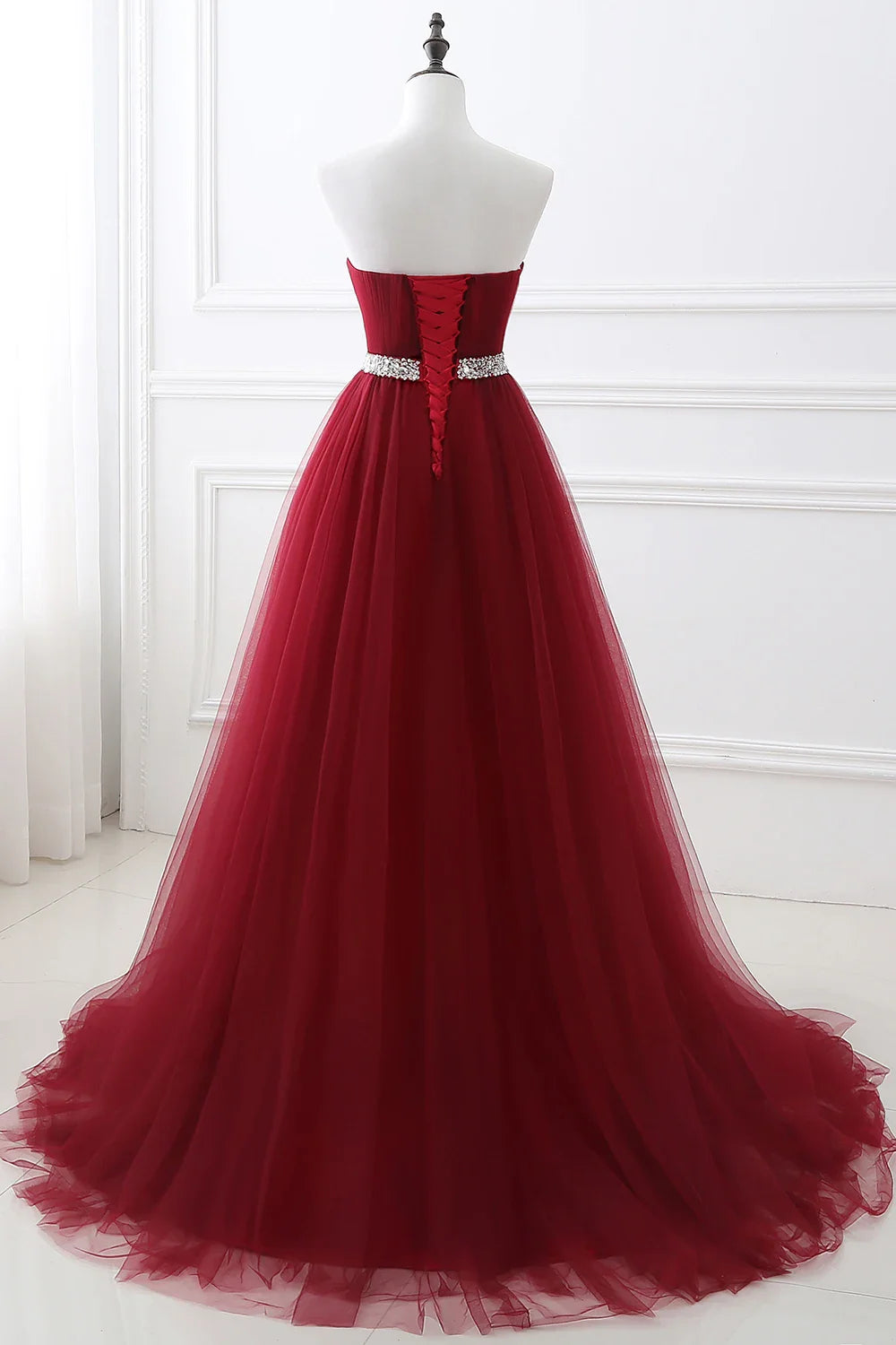 Vestidos de Noite de Tule Azul Royal com Renda, Cristais e Lantejoulas para Festa Formal de Noiva, Sexy, sem Mangas, Vestido de Baile, Branco, Borgonha