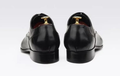 First-layer Cowhide Pointed Leather Shoes For Men British Style Genuine Cow Leather Brownish Yellow Oxford Formal Shoes