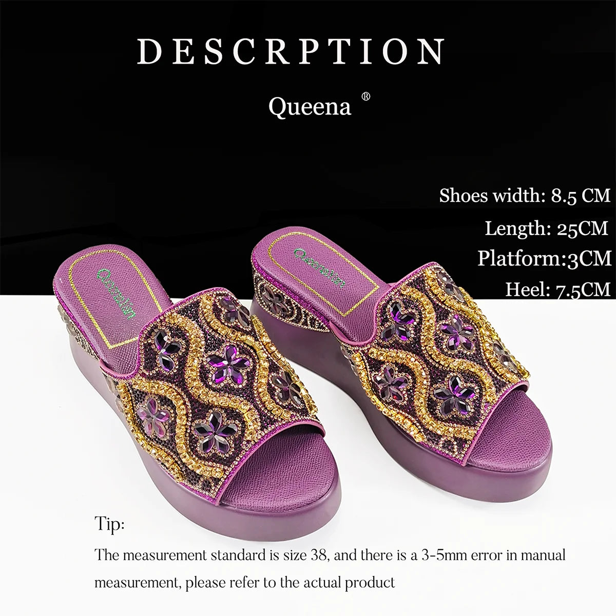 Popularity Open Toe Luxury Fashion Women High Heels Shoes and Bags Set With Rhinestone for Wedding Party Elegant