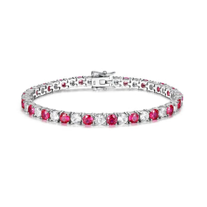 4mm 5mm Moissanite Diamond and Emerald Ruby Tennis Bracelet for Women Men S925 Sterling Silver Fine Jewelry