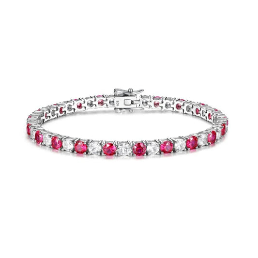 4mm 5mm Moissanite Diamond and Emerald Ruby Tennis Bracelet for Women Men S925 Sterling Silver Fine Jewelry