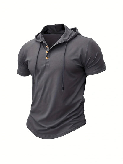 Men T Shirts  Summer Slim Fitness Hooded Short-Sleeved Bodybuilding Quick Dry Tshirt Male Gym Clothes Breathable Sports Tops