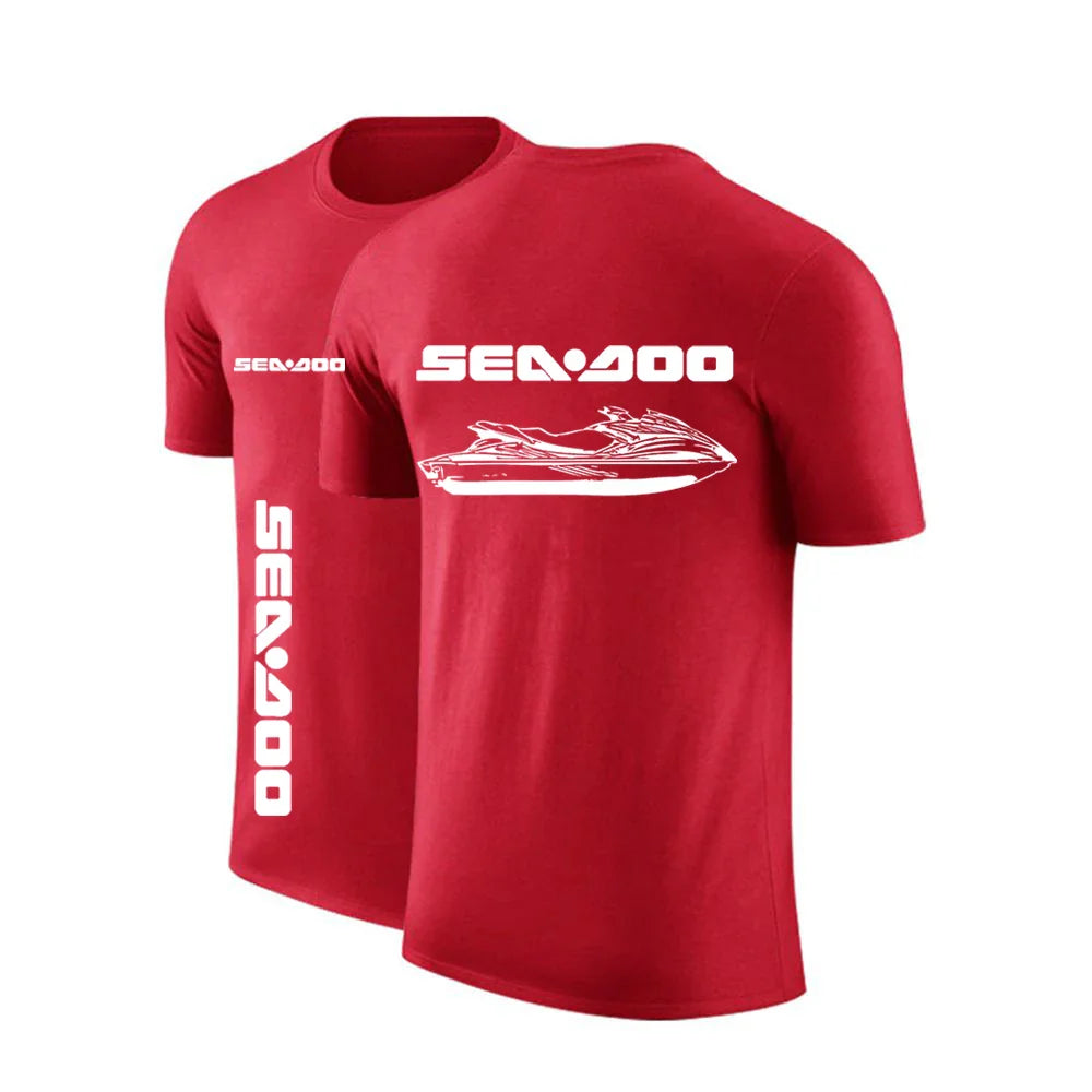 Sea Doo Seadoo Moto Men's New Summer Hot Sale Solid Color T-Shirts Casual Round-Neck Short-Sleeved Fashion Printing Top Clothing