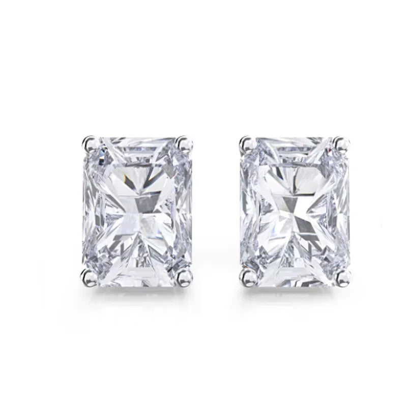 D Color Princess Cut Moissanite Earring s925 Sterling Sliver Plated with 18k White Gold Earrings for Women Fine Jewelry
