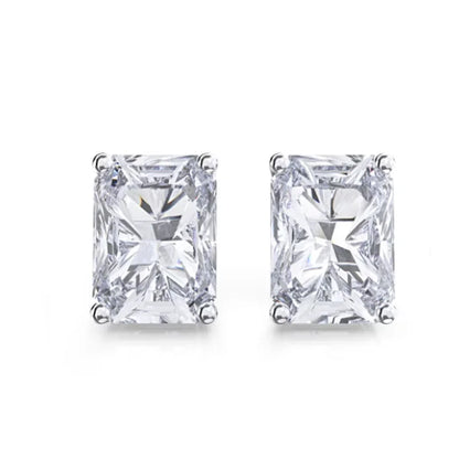 D VVS1 Emerald Cut Moissanite Earring s925 Sterling Sliver Plated with 18k White Gold Earrings for Women Fine Jewelry