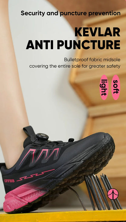 Womens Safety Shoes Steel Toe Sneaker Sport Work Safety Boots Puncture Proof Work Shoes Anti-smash Indestructible Ankle Boots