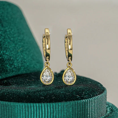0.5ct Water Drop Moissanite Drops Earrings for Women Luxury Pear Cut Jewelry Silver 925 With Gold Plated Ladies' Earrings
