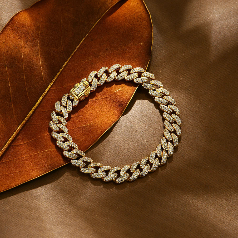 S925 Silver Moissanite Cuba Chain for Man Women 18K Gold Plated Full D VVS1 Color Tennis Bracelets Top Quality Jewelry