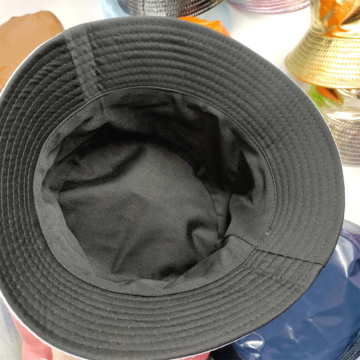 Colorful Shiny Leather Two Sided Fisherman Hat Women's and Men's Hip Hop Summer Sunshade Hat Foldable Bucket Hat