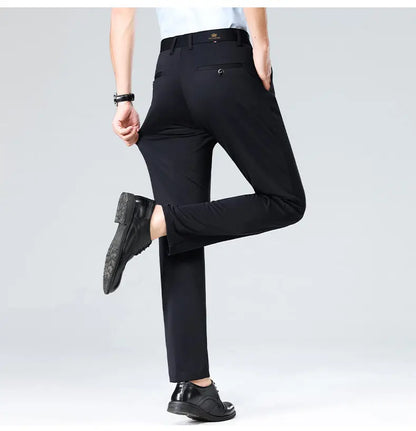 1-Pack Men's Professional Straight-Leg Stretch Formal Pants Non-Iron Comfortable Business Slacks Wrinkle-Resistant Loose Fit