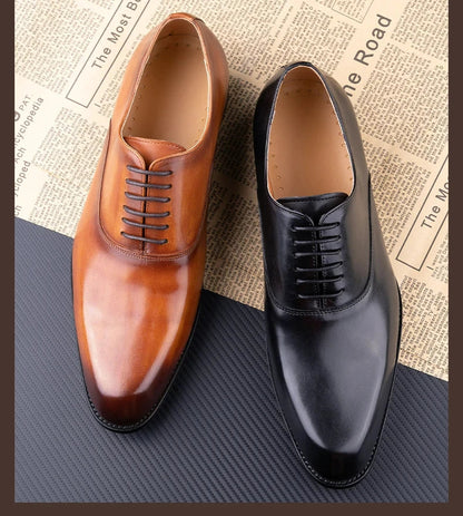 Men's Dress Shoes Handamde Leather Oxfords Shoe For Wedding Party Business Office Genuine Leather Formal Office Shoe