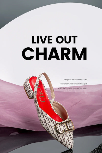 Classic Women's New 2024 Women's Low Heel Sandals Fashion Retro Design Letter Women's New Low Heel Shoes
