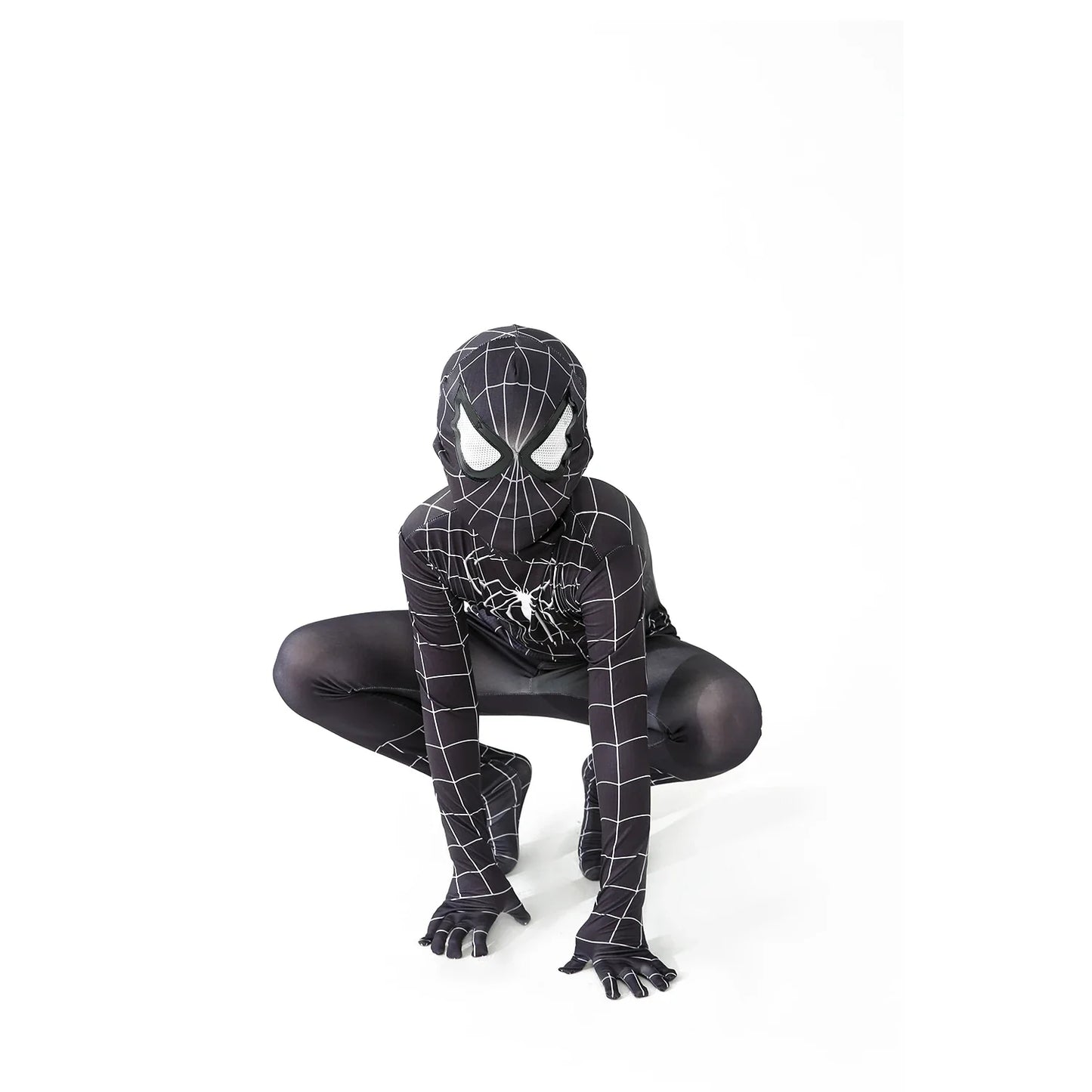 biack spider man  Superhero Costume Bodysuit for Spandex Zentai Halloween Cosplay Jumpsuit 3D Style