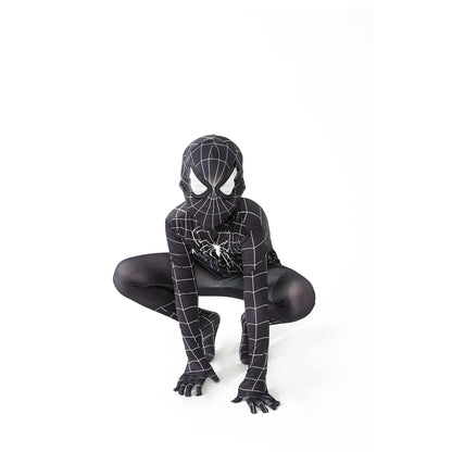 biack spider man  Superhero Costume Bodysuit for Spandex Zentai Halloween Cosplay Jumpsuit 3D Style