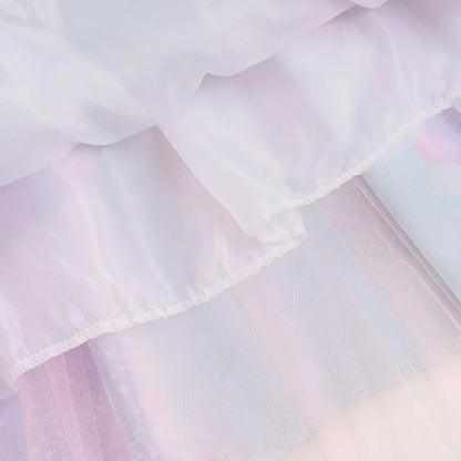 Girls Candy Fairy Lollipop Cosplay Costume Toddler Carnival Purim Rainbow Vestidos Girls Birthday Party Long Short Sleeves Dress