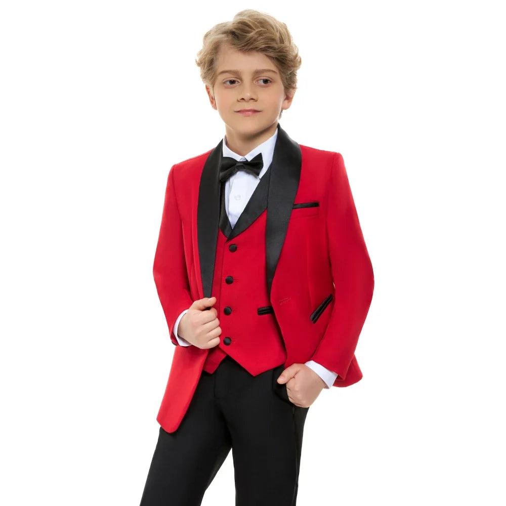 Fast Delivery Boys Slim Fit Suits 4 Pieces Piano Performance Outfit Three Colors Available Comfortable Long Sleeved Suit Set