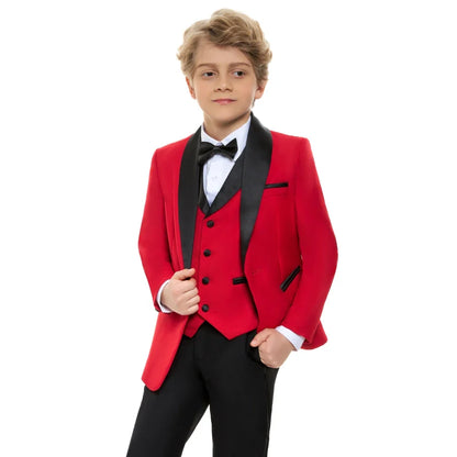 Fast Delivery Boys Slim Fit Suits 4 Pieces Piano Performance Outfit Three Colors Available Comfortable Long Sleeved Suit Set
