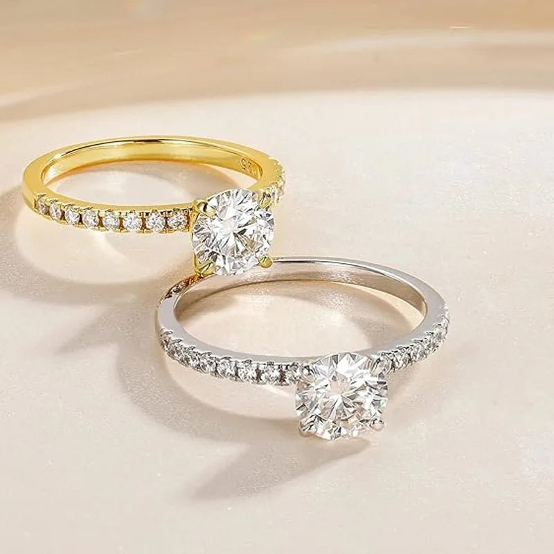 8mm 2ct Moissanite Solitaire Ring 14K Gold Filled Engagement Rings For Women Wedding Party Jewelry Gift
