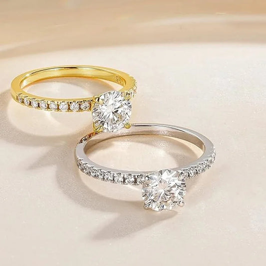 8mm 2ct Moissanite Solitaire Ring 14K Gold Filled Engagement Rings For Women Wedding Party Jewelry Gift