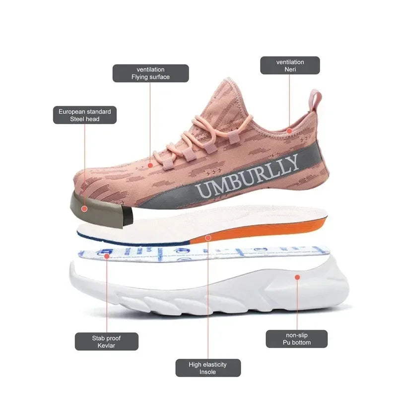 Women's Labor Protection Shoes Anti-Smashing Anti-Piercing Lightweight Breathable Durable Comfortable Work Shoes