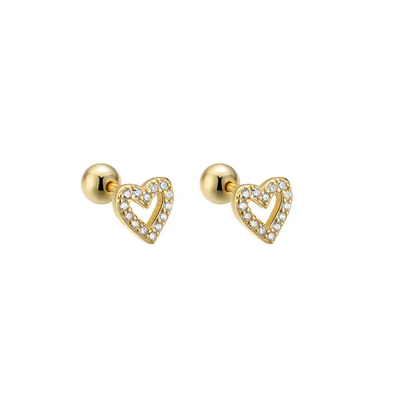 925 Sterling Silver Fashion Simple Golden Flower Beads Small Stud Earrings for Women Teen Piercing Jewelry Accessories