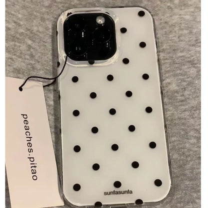 Black White Polka Dot Phone Case For iPhone 17 Air 16 Pro Max 15 14 Plus 13 12 Mini 11 Shockproof Silicone Back Cover