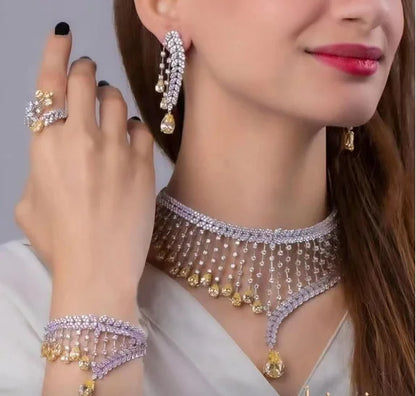 2023 Best selling African 4-piece Bridal Jewelry Set New Fashion Dubai Jewelry Set Women's Wedding Party Accessories Design