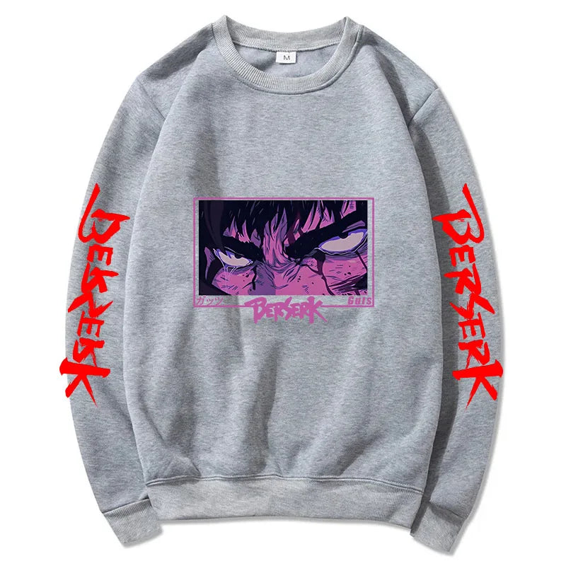 Autumn and Winter Anime Men's Pullover - Harajuku Style Berserker Pattern Loose Hoodie, Fashionable Unisex Long Sleeves
