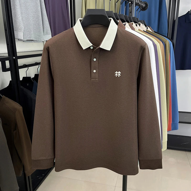 Design Brand Men's Polo Shirt Lapel Exquisite Embroid Long Sleeve Autumn New Breathable T-Shirt Business Leisure Trend Men'swear