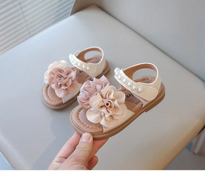 Korean Style Summer Sandals for Girls Flowers in Full Bloom Children's Beach Shoes Flexible Soft-sole Kid's Girl Sandals I060683