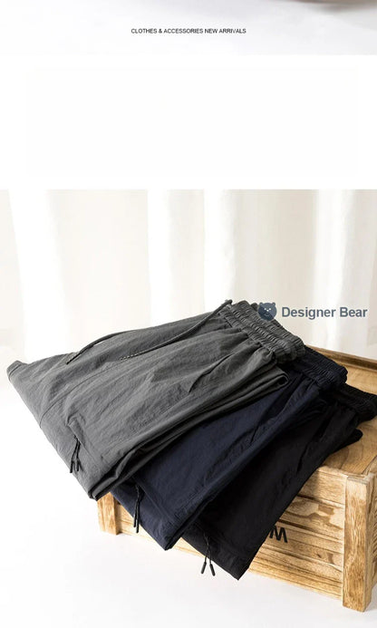 Spring Summer Thin Men's Quick-Dry Cargo Harem Pants Loose Streetwear Joggers with Elastic Cuffs Casual Tapered Trousers Outdoor