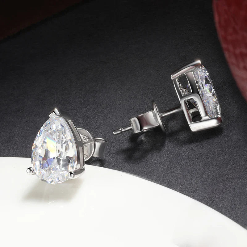 Pear Cut 3-Stone Full 3EX Moissanite Short Dangle Drop Earrings for Women s925 Silver Teardrop Earring Party Jewelry Gift