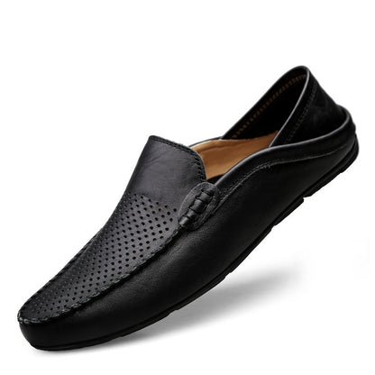 Summer Men Casual Shoes Leather Moccasins Breathable Slip on Boat Shoes Italian Luxury Brand Mens Driving Loafers Size 37-47