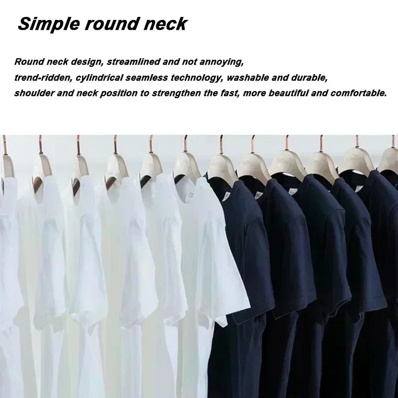 Men's and Women's 2025 Summer New Fashion Moto Vacation Pure Cotton Round Neck Short-sleeved Top