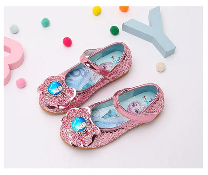 Frozen Girls Princess Shoes Spring and Autumn Flat Paillette Shoes Children's Soft Sole Baby Casual Shoe Party Shoes
