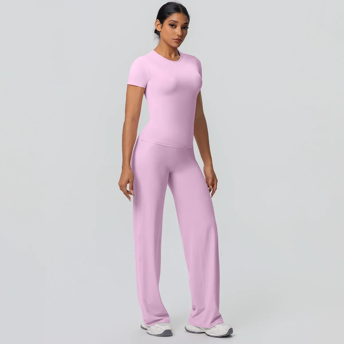 Fitness Sports Workout Yoga Set for Women Naked Feel Slim Casual Workout Top T-Shirt Quick Drying Push Up Running Pants Yoga Set