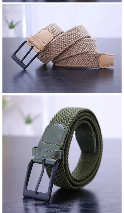 Men's Belt Fashion Casual Woven Elastic Belt Outdoor Sports Lady Tactical Belt Strap Climbing Belt With Pants Jeans Neutral Belt