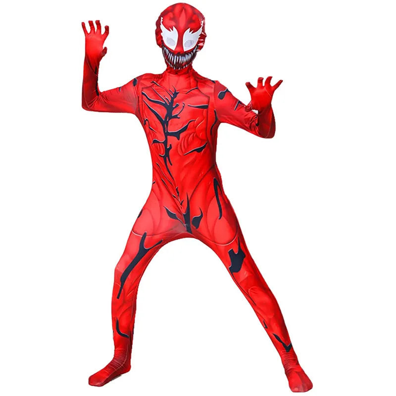 Kids Superhero Onesie Movie Character Role Play Mask Costume Halloween Spider Pattern Costume Kids Holiday Gift