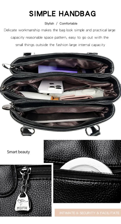 Genuine Fashion 3 Layers Luxury Handbags Women Bags Designer HIgh Quality Leather Crossbody Bags for Women 2024 Shoulder Bag