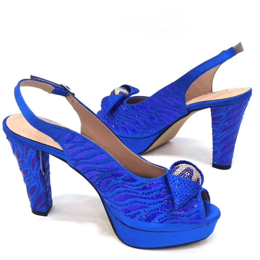 Elegant Fashion Peep Toe High Heels Laser-striped Sequin Rhinestone Women's Party Shoes and Bags 2026 Italian Design