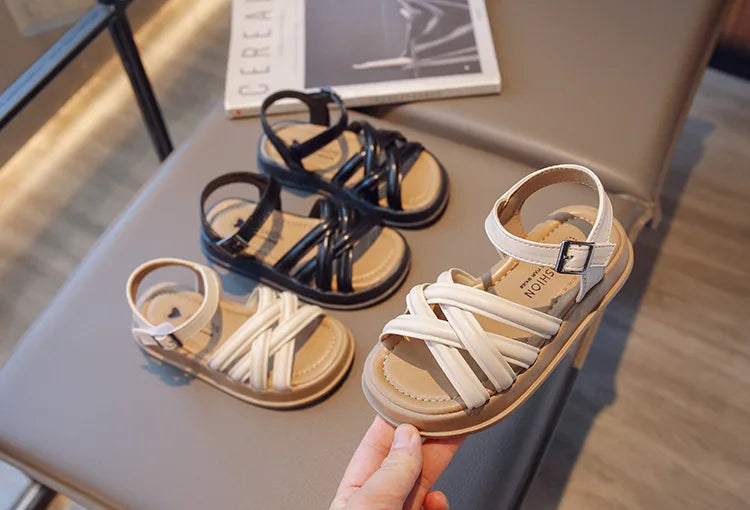 2026 Elegant Summer New Style Korean Version Princess Children's Sandals Elegant Open Toe Stylish Versatile Cute Student Sandals