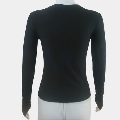 Woman Clothing Long Sleeve T-shirt Slim Fit Tops Female O-Neck Close-fitting Tee Shirt Street Wear 2024 Y2K Qtraf 2408
