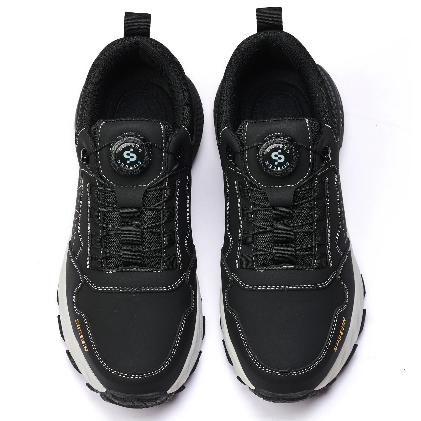 Men's safety shoes with anti - impact steel toes, puncture - resistant Kevlar, and rubber anti - slip soles for industrial work.