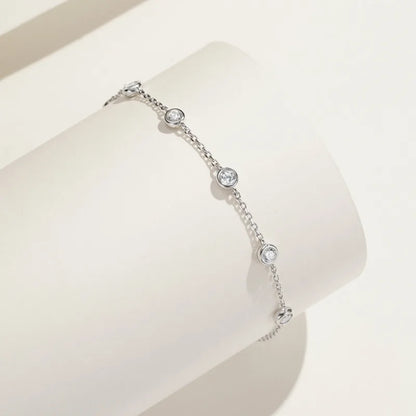 Full 0.1CT 3mm D Color Moissanite Diamond Link Bracelet for Woman 925 Silver Plated 18k Adjustable 15-20cm Chain Bracelets