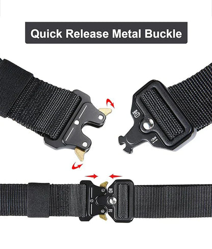 Men Tactical Belt Quick Release Outdoor Zinc Alloy Buckle Belt Soft Real Nylon Sports Hiking Camping Hunting Belt