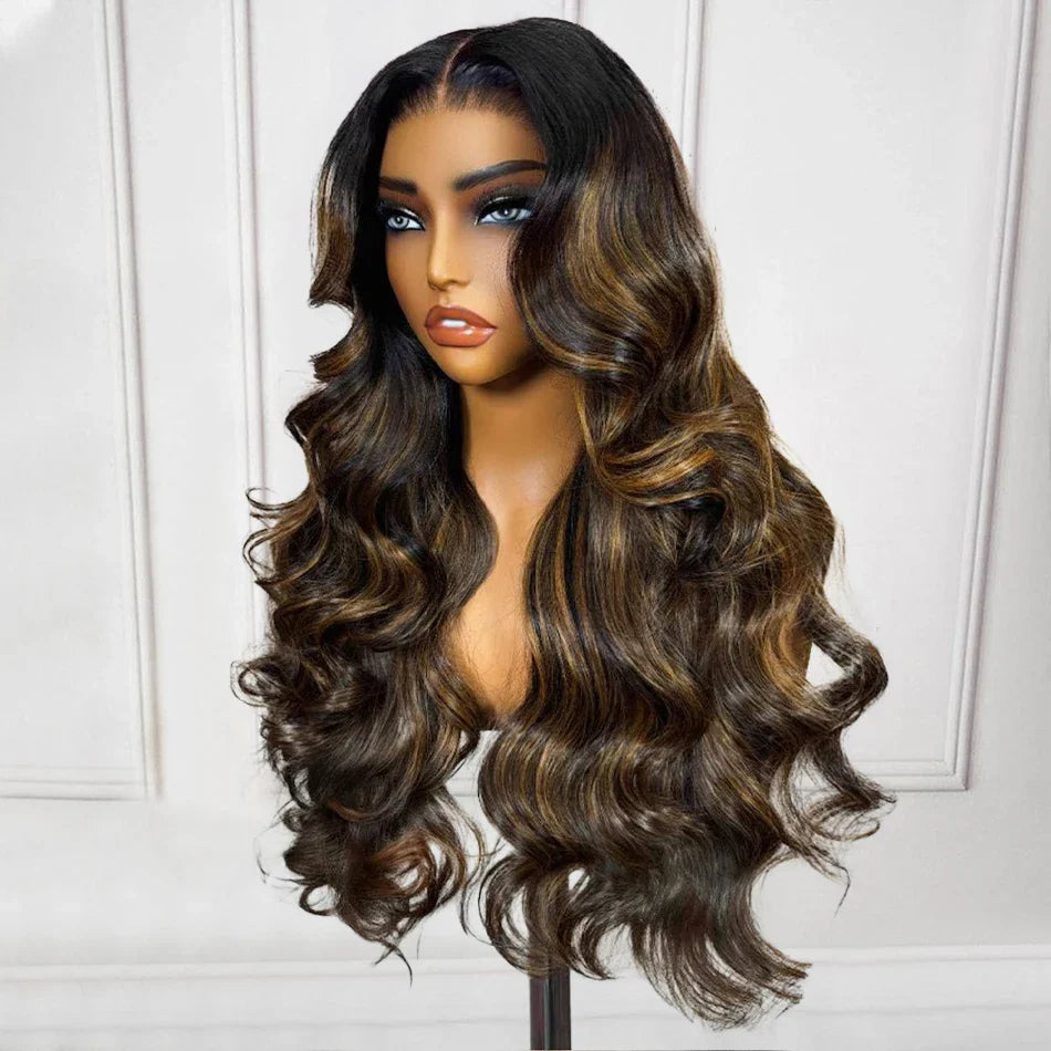 Highlight Ombre Body Wave Human Hair Wigs 13X6 Hd Lace Frontal Wig 250 Density Brazilian 13X4 Lace Front Wigs Pre Plucked
