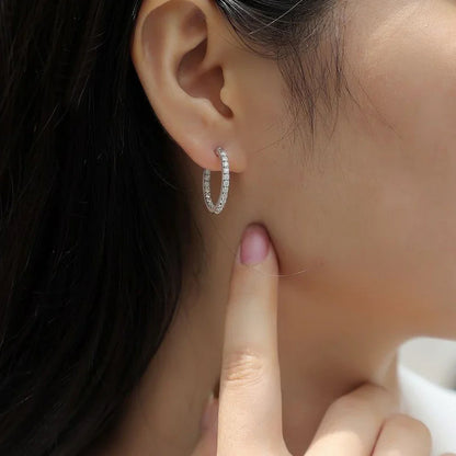 2mm D Color Moissanite Earring s925 Silver Plated 18k White Gold with GRA Certificates Wedding Hoop Earrings for Women